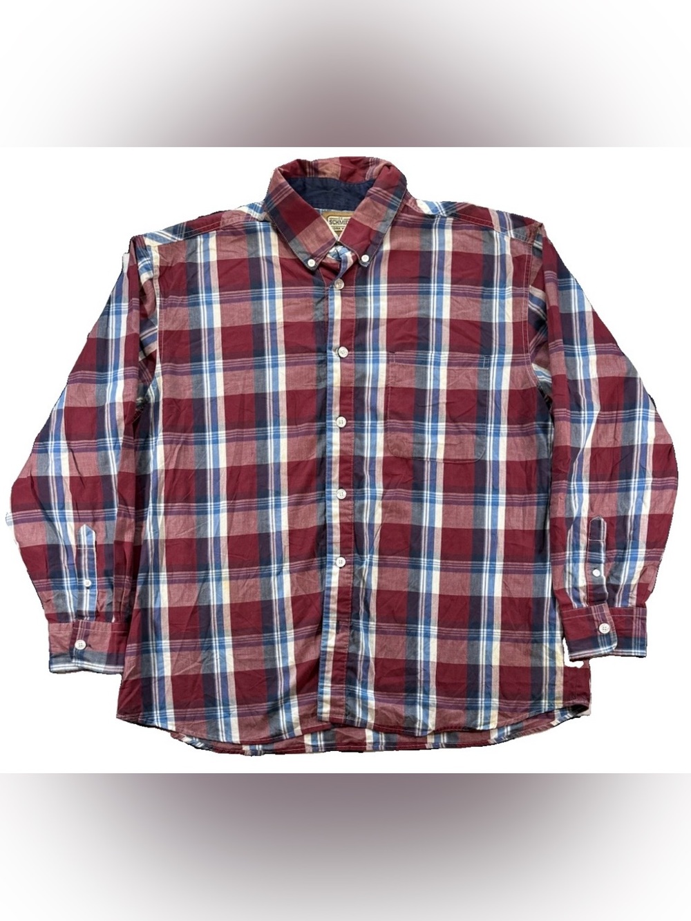 CE Schmidt Workwear Long Sleeve Button Up Shirt Men's 2XL Red Plaid Workwear